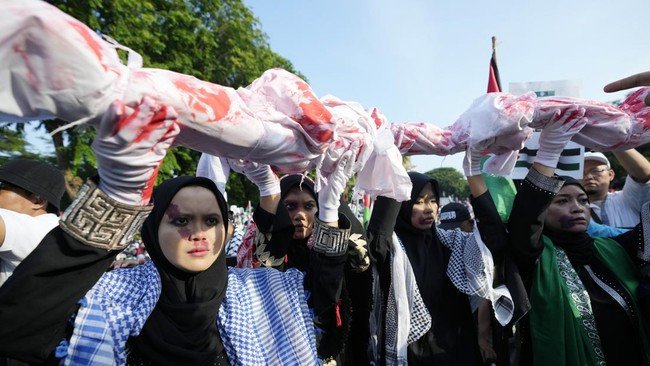 Aksi Bela Palestina di Kantor Kedutaan Besar AS Jakarta