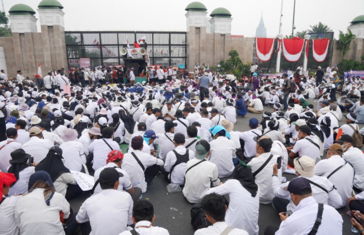 Nakes & Pegawai Honorer Demo di Depan Gedung DPR