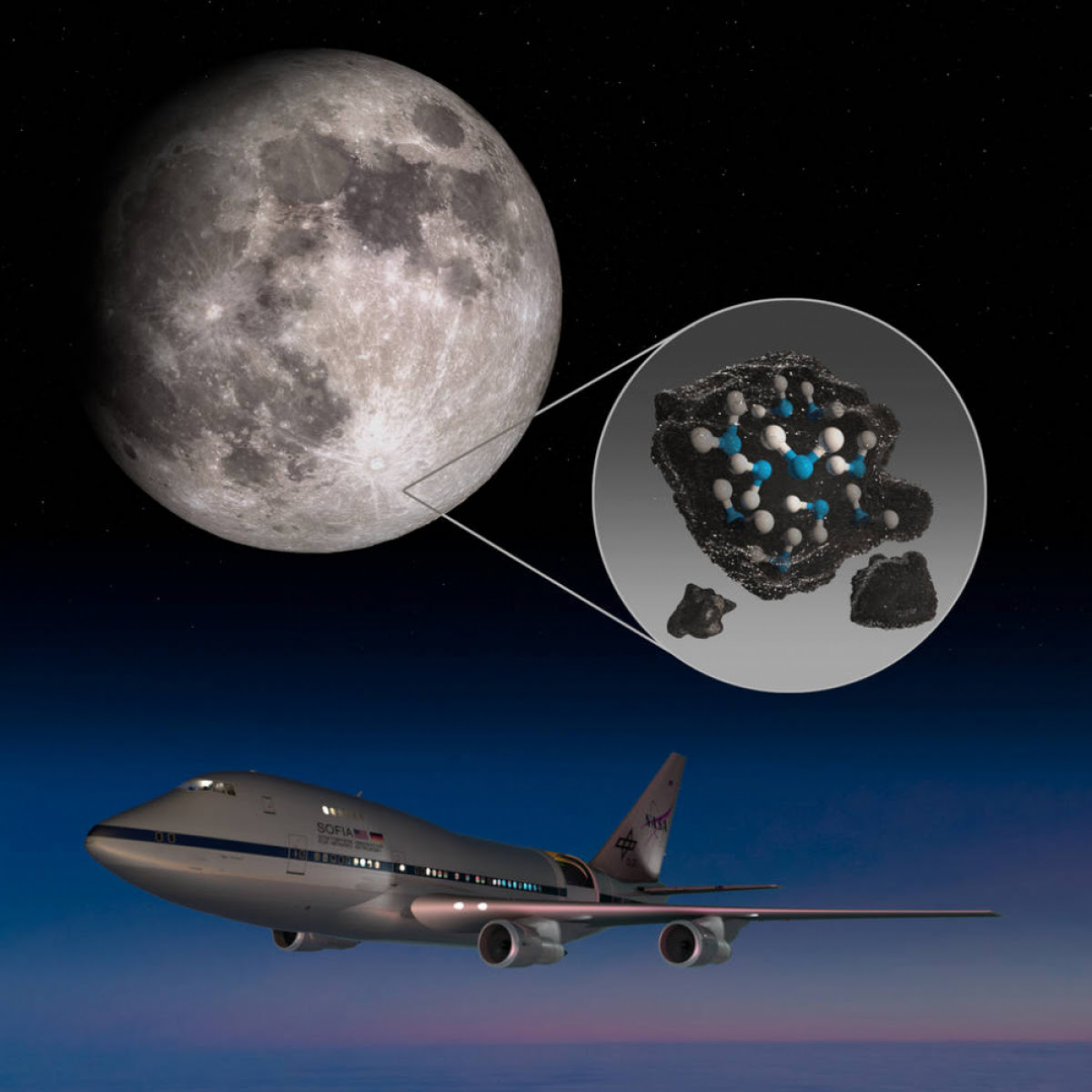 NASA SOFIA Menemukan Air di Permukaan Bulan yang Disinari Matahari